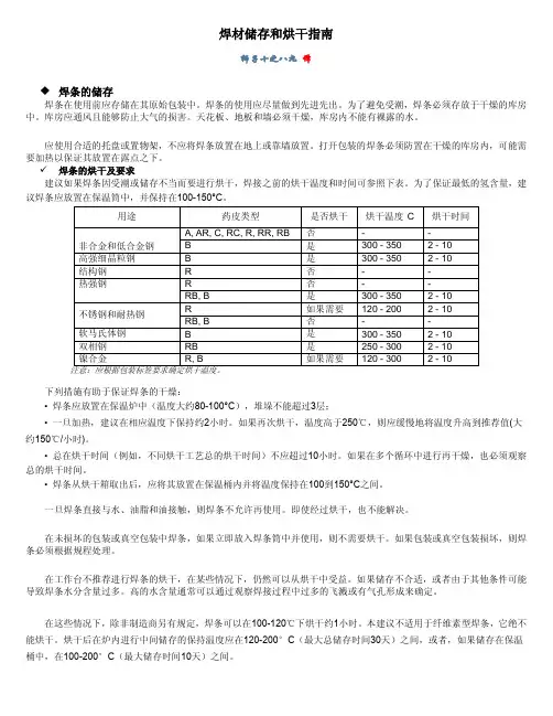 焊材的储存和烘干指南