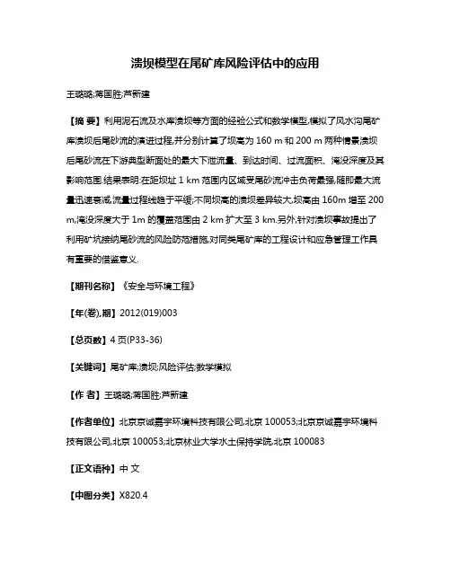 溃坝模型在尾矿库风险评估中的应用