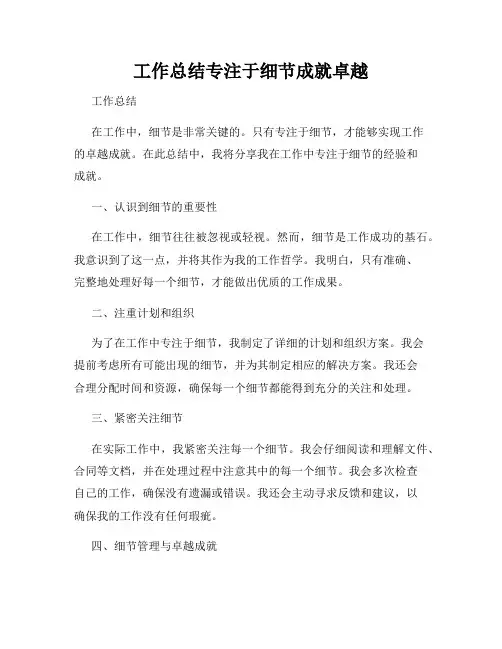 工作总结专注于细节成就卓越