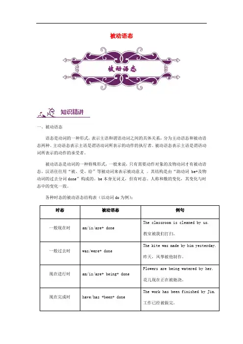 7、中考英语语法专项讲练-被语动态(含解析)