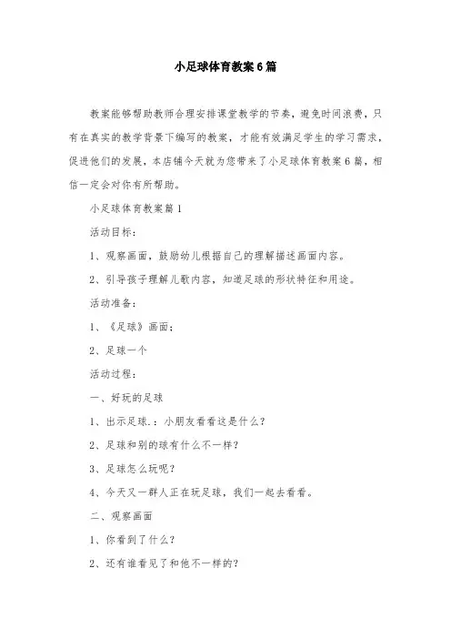 小足球体育教案6篇