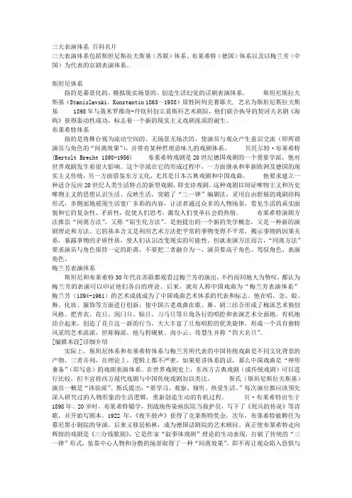 三大表演体系