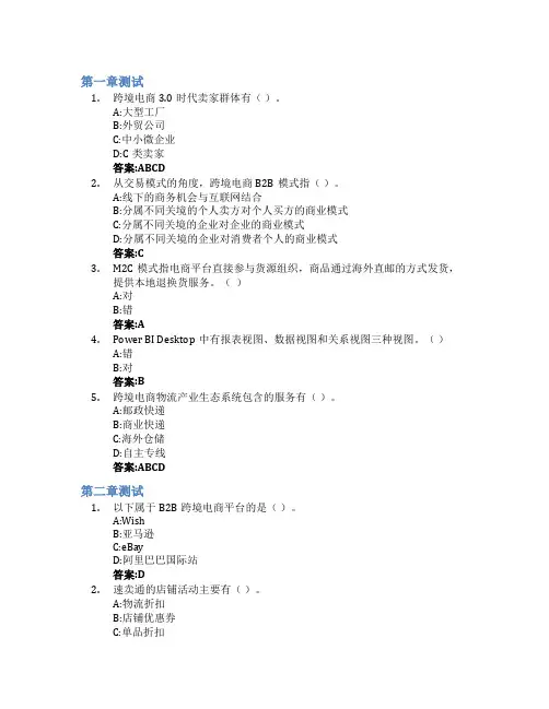 跨境电商数据化运营智慧树知到答案章节测试2023年上海商学院