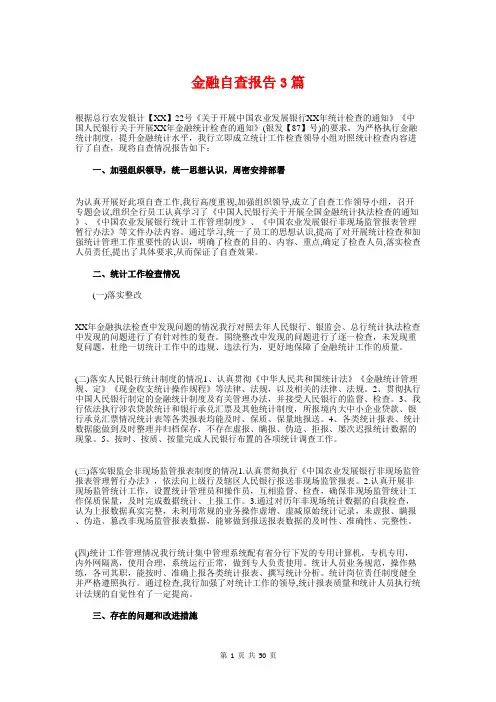 金融自查报告3篇