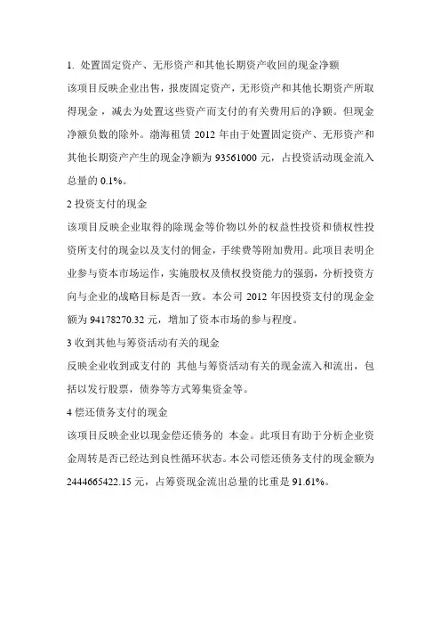 现金流量表项目分析