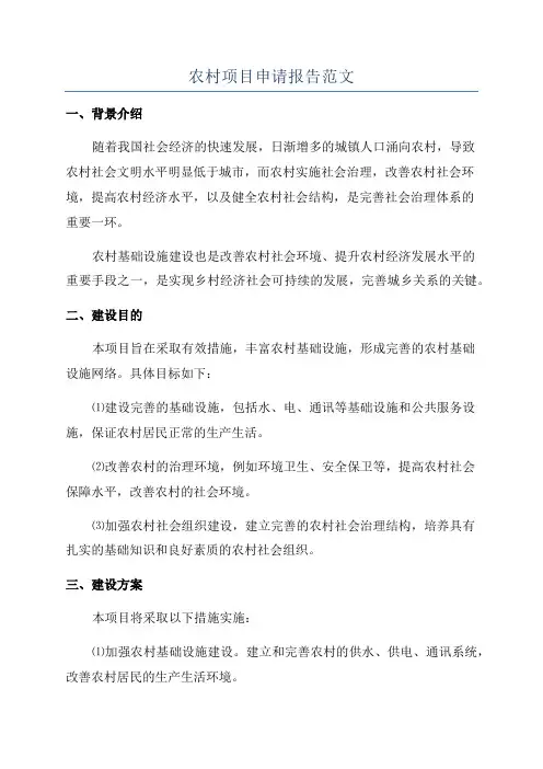 农村项目申请报告范文