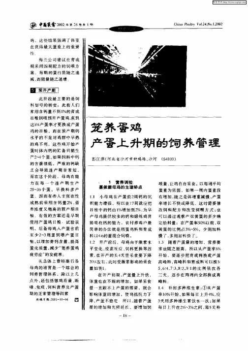 笼养蛋鸡产蛋上升期的饲养管理