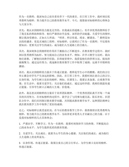教师对标榜样心得体会