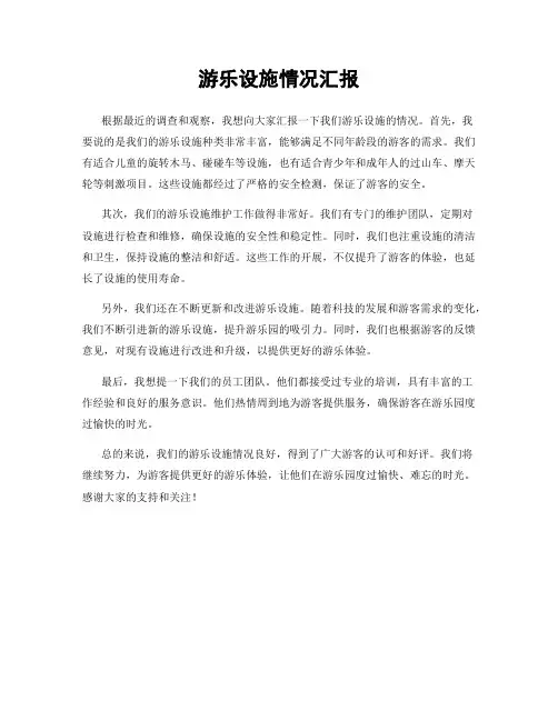 游乐设施情况汇报