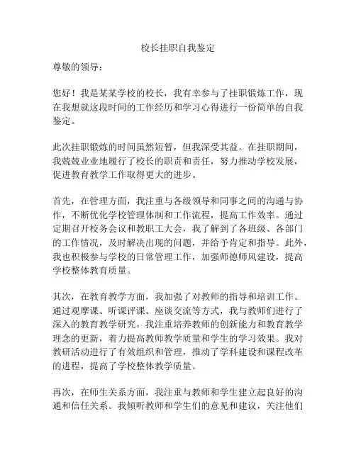 校长挂职自我鉴定