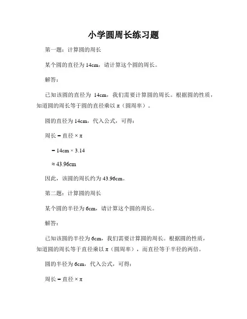 小学圆周长练习题