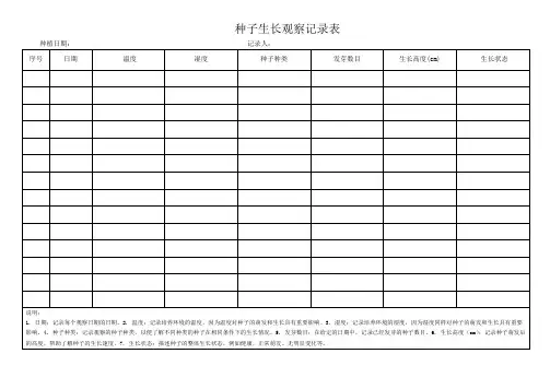 种子生长观察记录表docx(可修改打印)