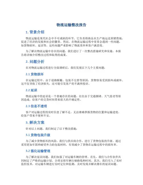 物流运输整改报告