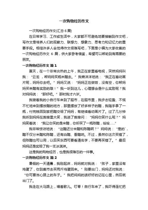 一次购物经历作文