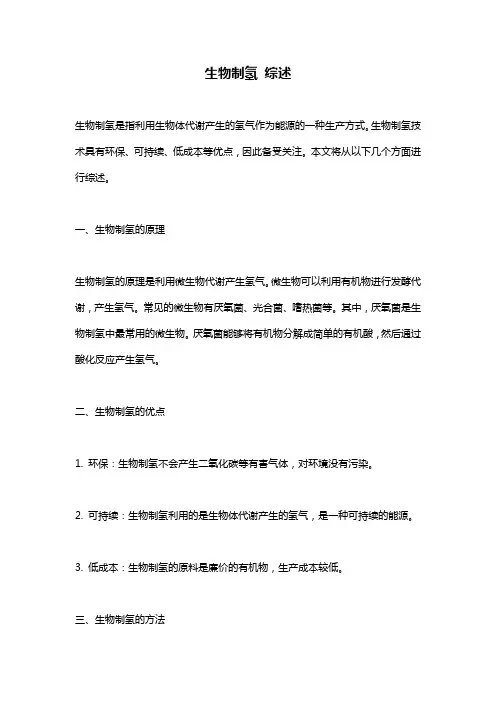 生物制氢 综述