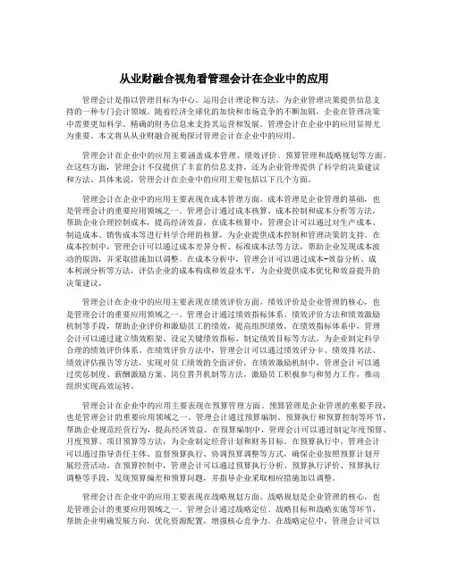 从业财融合视角看管理会计在企业中的应用
