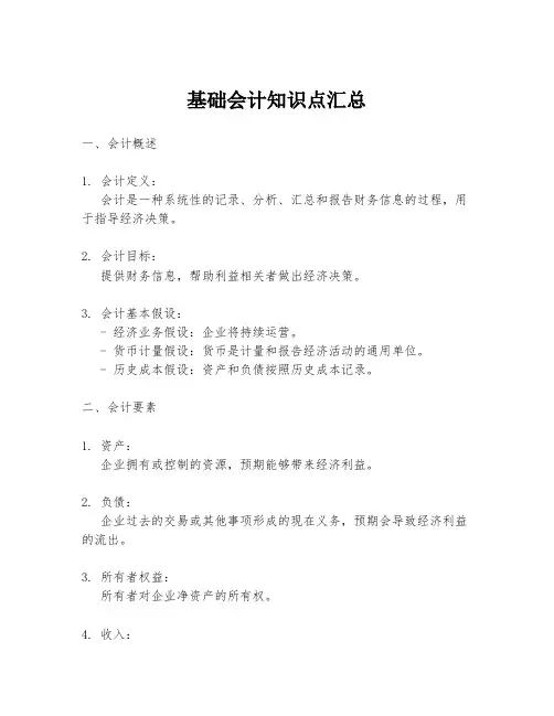 基础会计知识点汇总