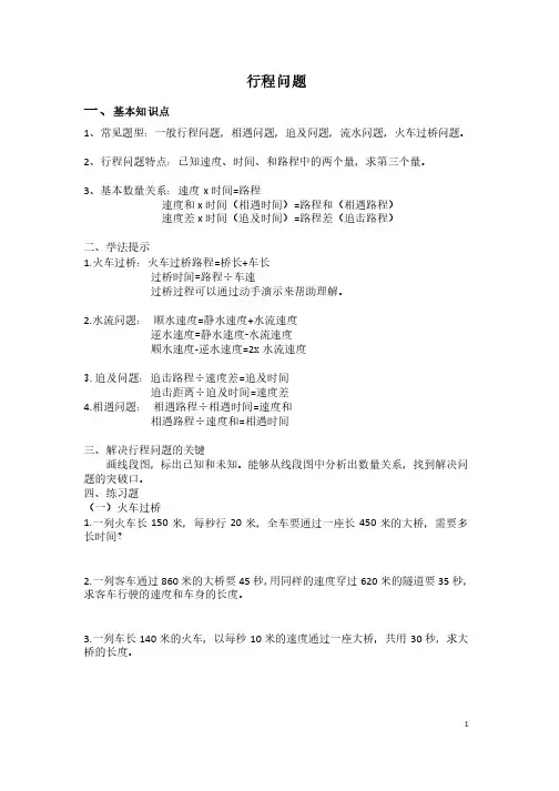 小学六年级数学行程问题
