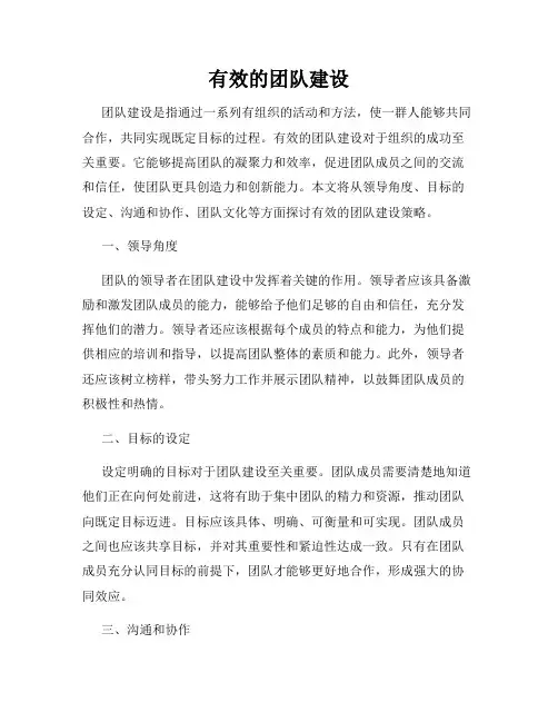 有效的团队建设