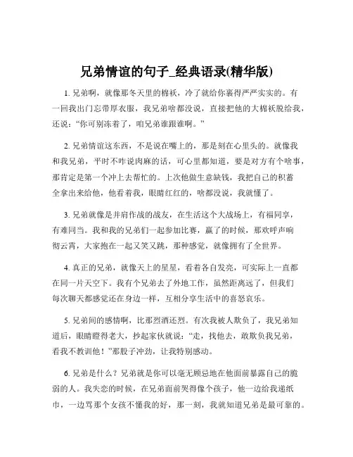 兄弟情谊的句子_经典语录(精华版)