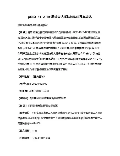pGEX-4T-2-TK原核表达质粒的构建及其表达