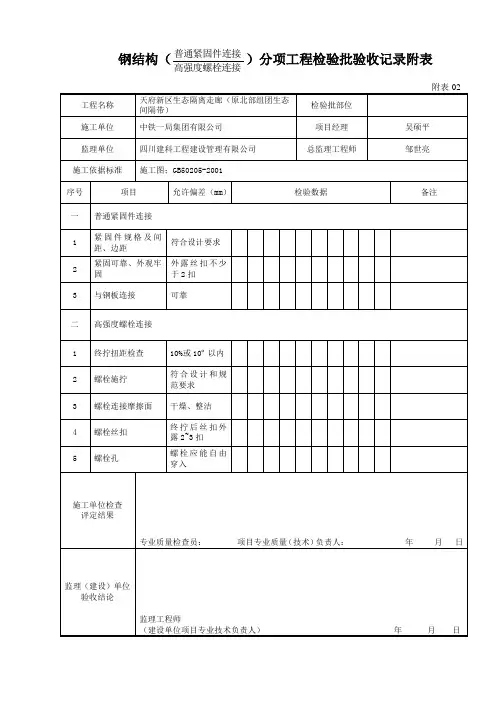 钢结构验收表格(通用)