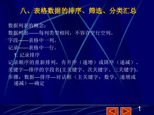 第四章EXCEL(排序、筛选)
