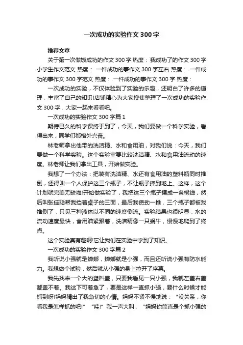 一次成功的实验作文300字