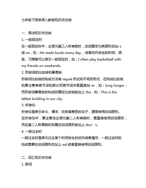 七年级下册英语人教版知识点总结