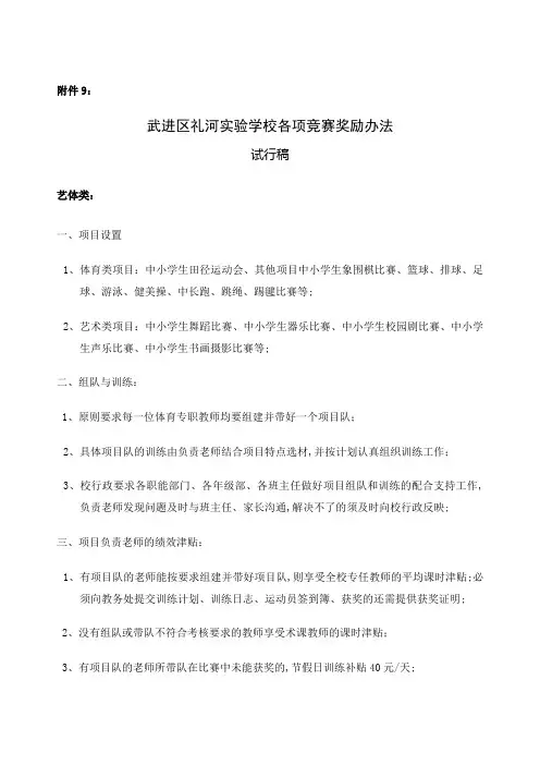 各项竞赛奖励办法
