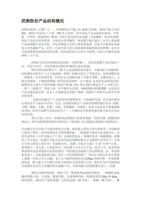 武钢股份产品结构概况