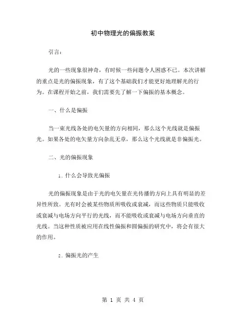 初中物理光的偏振教案