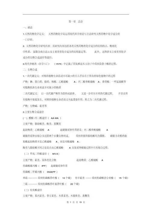 天然药物化学考试重点讲解