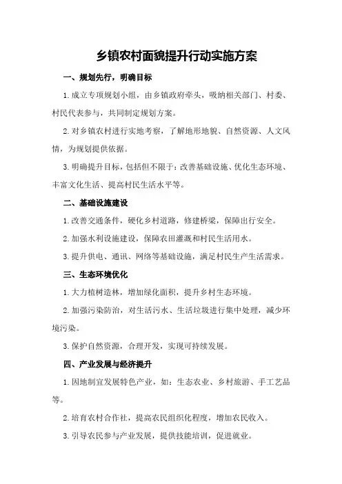 乡镇农村面貌提升行动实施方案