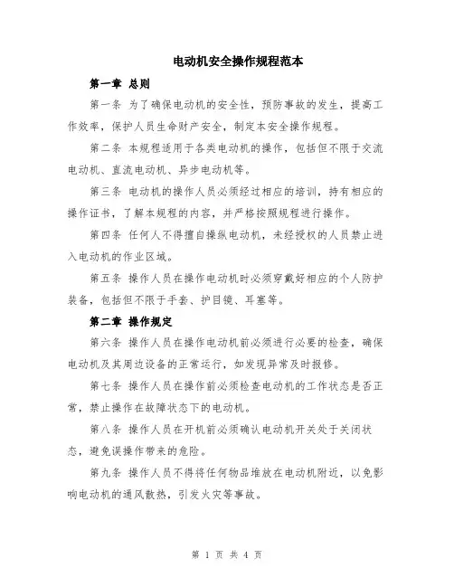 电动机安全操作规程范本