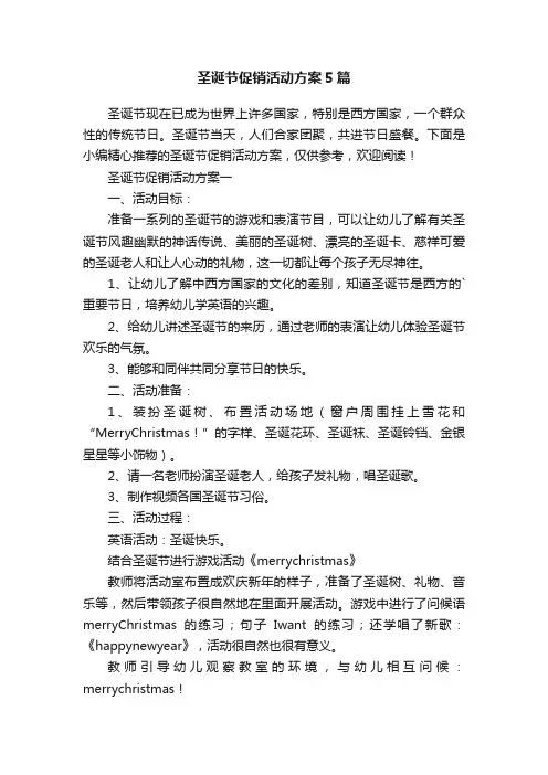 圣诞节促销活动方案5篇
