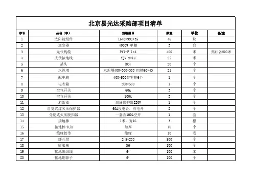 光伏分布式材料清单