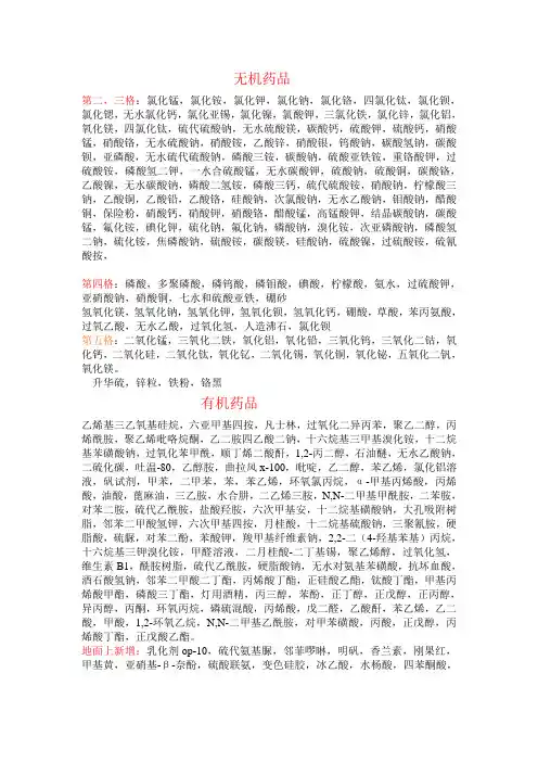 实验室药品单