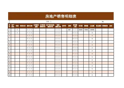 房地产销售明细表excel模板