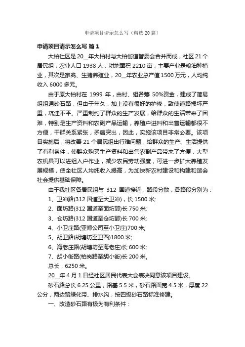申请项目请示怎么写（精选20篇）
