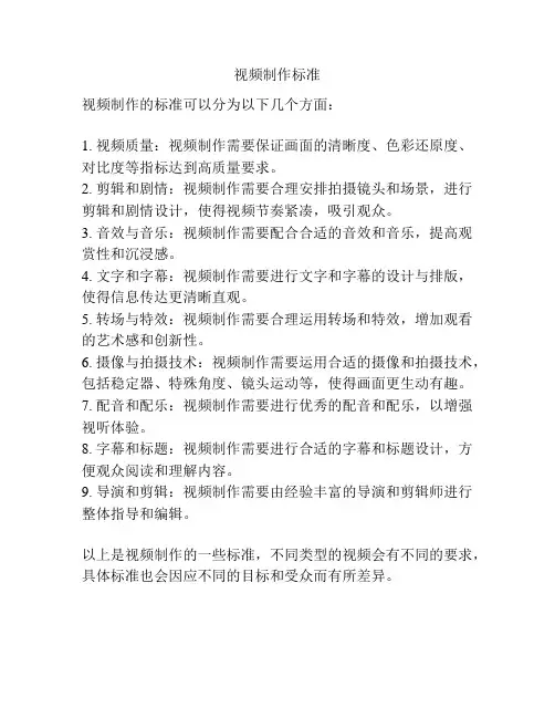视频制作标准