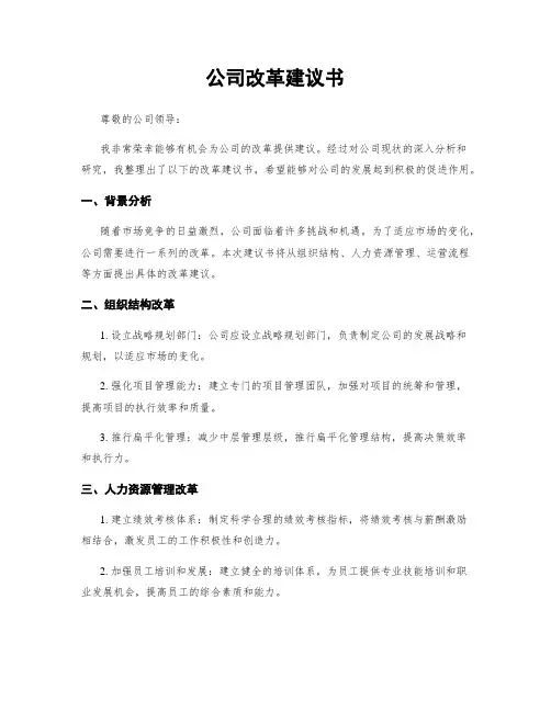 公司改革建议书