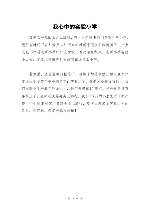 我心中的实验小学_二年级作文