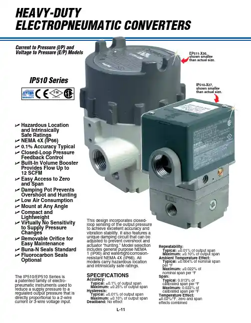 Fisher 电子压力传感器 IP510 Series 说明书