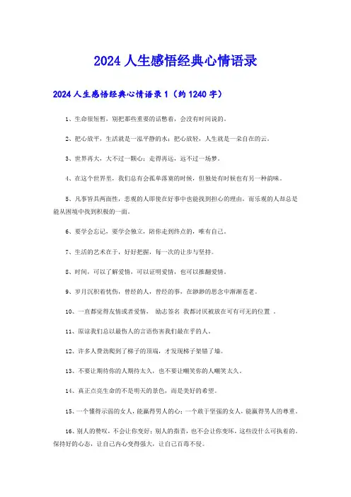 2024人生感悟经典心情语录