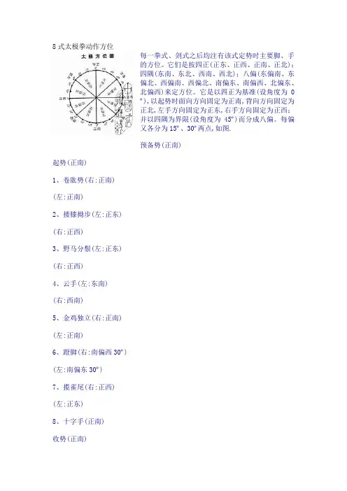8式太极拳动作方位