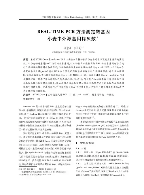 REAL-TIMEPCR方法测定转基因小麦中外源基因拷贝数