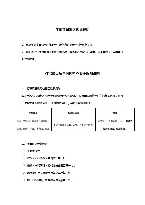 地产实测实量测区及质量风险测量若干规则说明