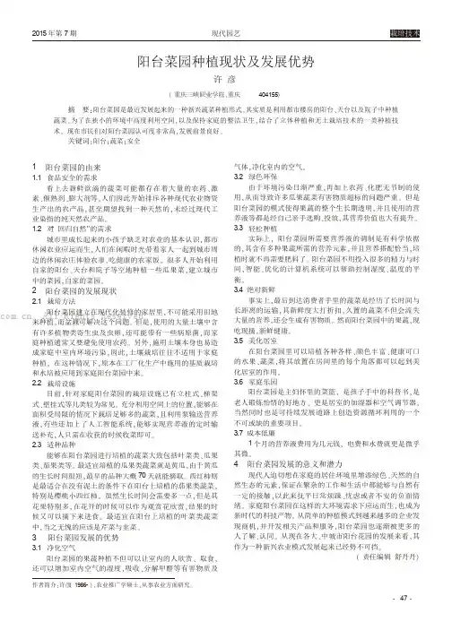 阳台菜园种植现状及发展优势