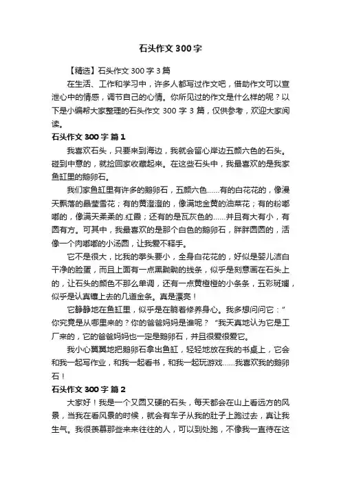 【精选】石头作文300字3篇